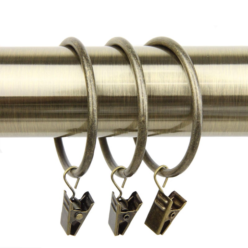 Rod Desyne 2 inch Curtain Rings wClip Antique Brass