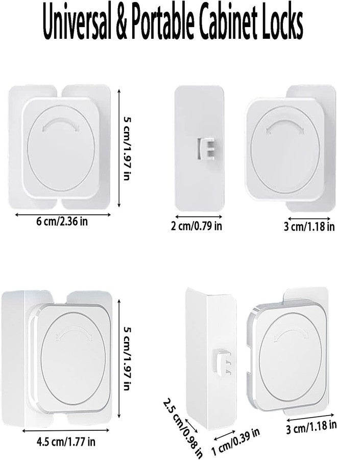 CMINGJ Cabinet Locks(6-Pack) for Babies Baby Proofing Cabinet Child Latches Locks Suitable for Cabinets, Drawer, Refrigerator, and so on.(White) (4 Flat Lock + 2 Right Angle Lock) - Image 5