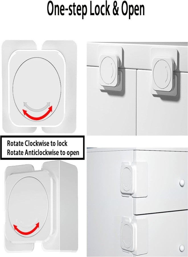 CMINGJ Cabinet Locks(6-Pack) for Babies Baby Proofing Cabinet Child Latches Locks Suitable for Cabinets, Drawer, Refrigerator, and so on.(White) (4 Flat Lock + 2 Right Angle Lock) - Image 2