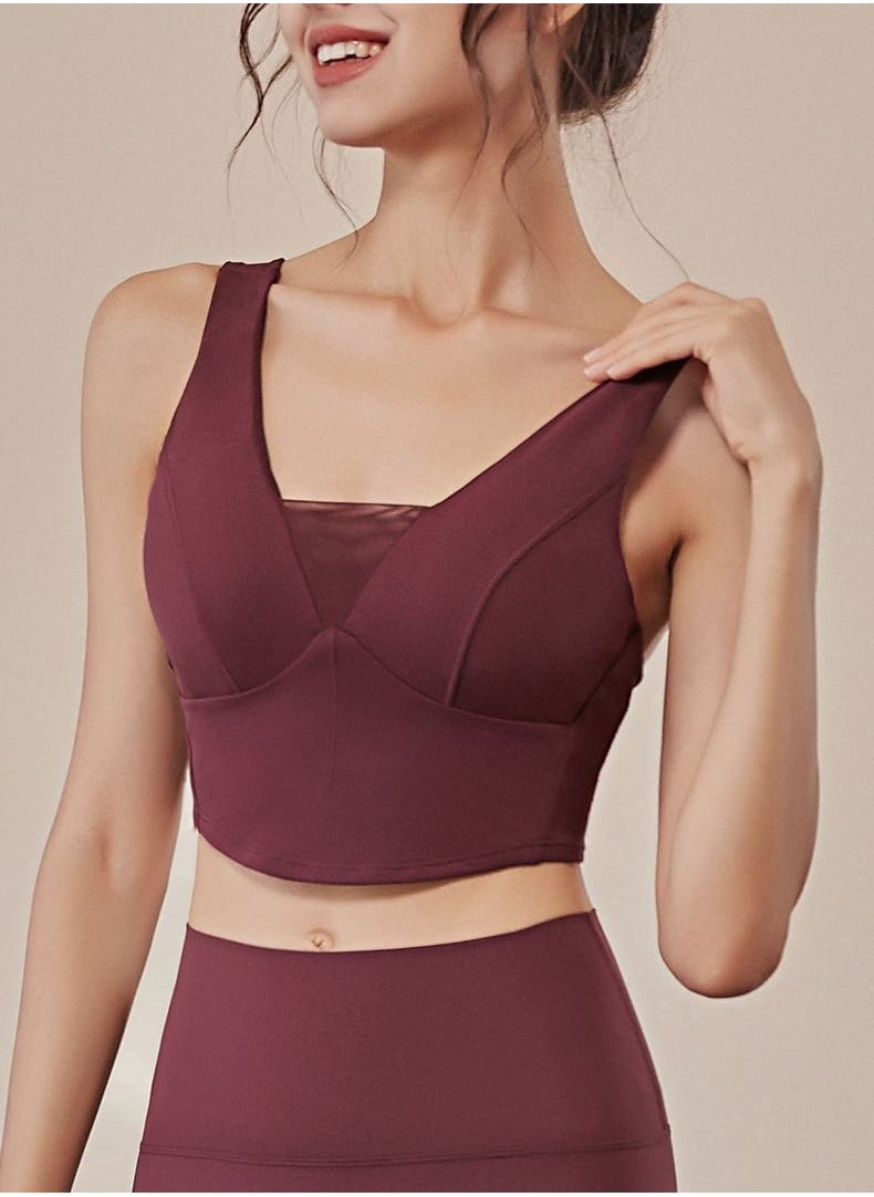 NIBEMINENT - Running Fitness Yoga Bra And Pants Two-piece Set Gather High Waist Hip Hip Slim Stretch Sportswear Suit - Image 1