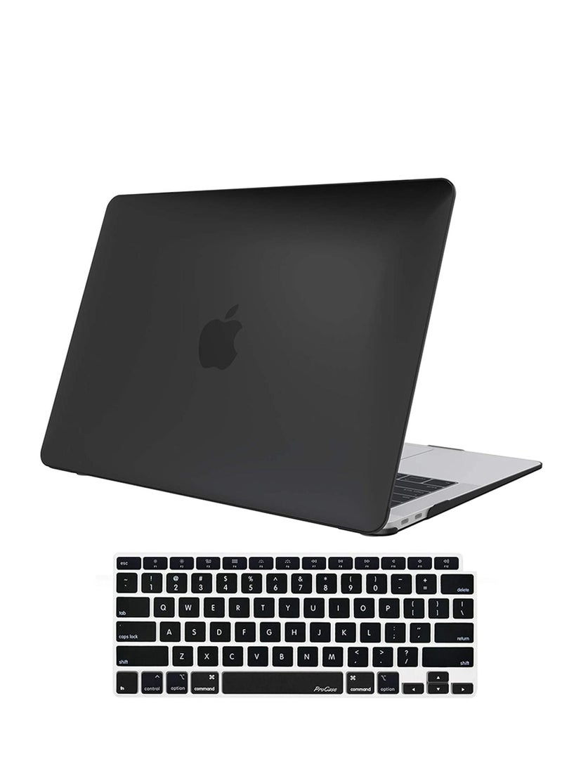 NTECH Case For MacBook Air 13 Inch 2020/2019/2018 Release A2337/M1/A2179/A1932, Hard Case Shell Cover For MacBook Air 13-inch Model A2237/A2179/A1932 With Keyboard Skin Cover - Black - Image 1