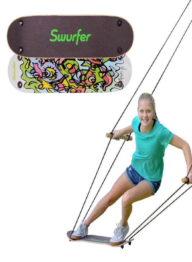 Swurfer TreeSkate Skateboard Swing, Outdoor Stand Up Surf Swing, Holds Up To 200 lbs, Ages 6 and Up, Adjustable Handles, Grip Tape, Kids Outdoor Play Equipment for Children and Adults (Undawadda) - Image 1