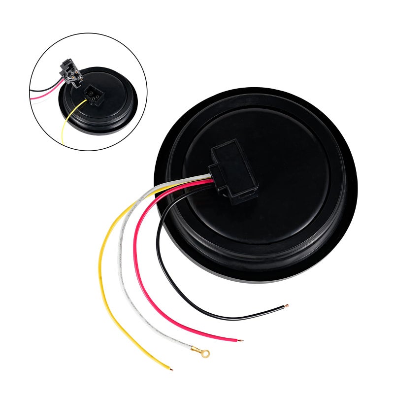 PVerandio Pack of 4 4 Inch LED Round Trailer Lights - 24 LED RED Stop/Turn Signal Tail Lights & 4" WHITE Back-up/Reverse Lights for Trailer Truck with 3 Prong Wire Pigtails - Image 5