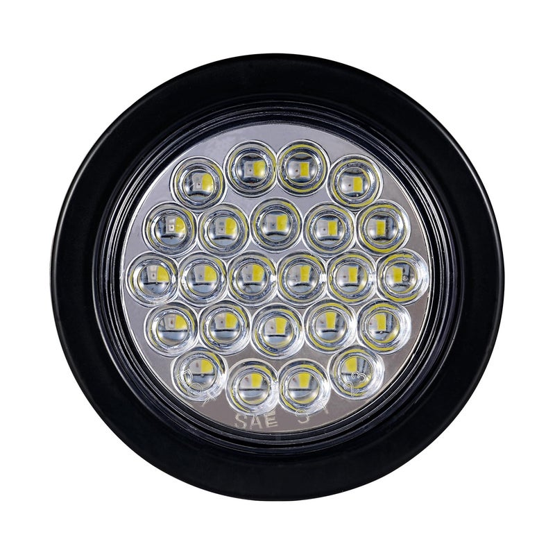 PVerandio Pack of 4 4 Inch LED Round Trailer Lights - 24 LED RED Stop/Turn Signal Tail Lights & 4" WHITE Back-up/Reverse Lights for Trailer Truck with 3 Prong Wire Pigtails - Image 3