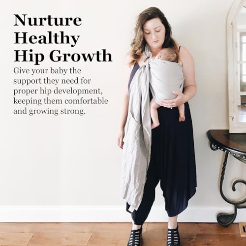 Vlokup Ring Sling Baby Carrier, Soft Linen Cotton Baby Sling Carrier Newborn to Toddler, Baby Wrap Carrier for Plus Size Parents, Perfect Shower Gift, Grey - Image 3