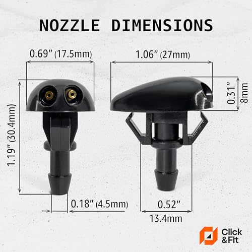 Click&Fit Windshield Washer Nozzles compatible with Nissan Altima Pathfinder Xterra Frontier Sentra from 1995 to 2006 – Wiper washer sprayers replacement 289313S500, Adjustable, 2-pack - Image 4