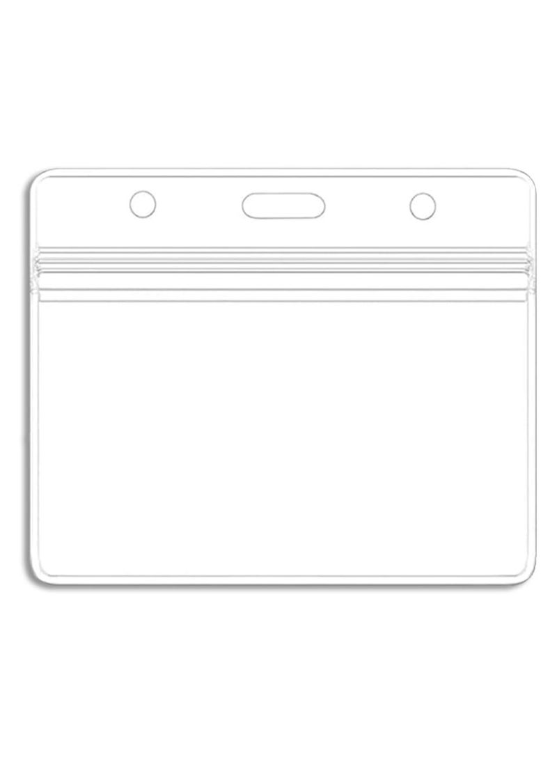 MARKQ [عبوة من 100] حامل بطاقات بلاستيكي شفاف [9.8 × 8 سم] - حامل شارة هوية أفقي للموظفين والطلاب في المكتب - قابل للإغلاق ومقاوم للماء - Image 2