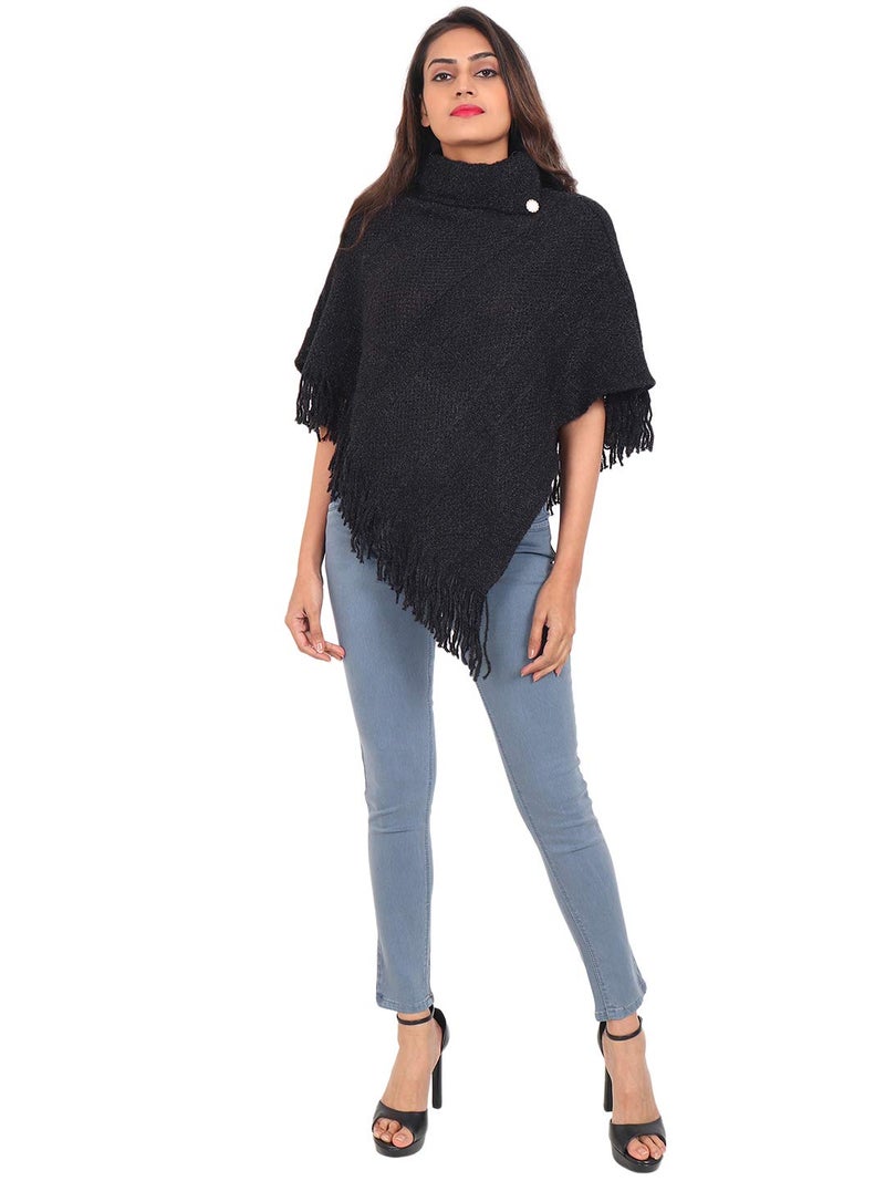 Matelco Woman's Cape Jacket Black Free Size - Image 5