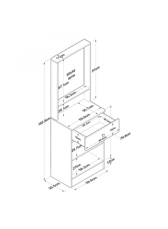 Home Canvas Elegance Modern Hallway Organizer with Mirror, Shelves, and Storage Cabinet (White) - Image 2