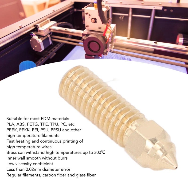3D Printer Brass Nozzle: High Temperature Resistant 300℃, 330W/m·k Thermal Conductivity - Smooth Accurate Extrusion, Wide FDM Material Compatibility for FDM 3D Printers - Image 5