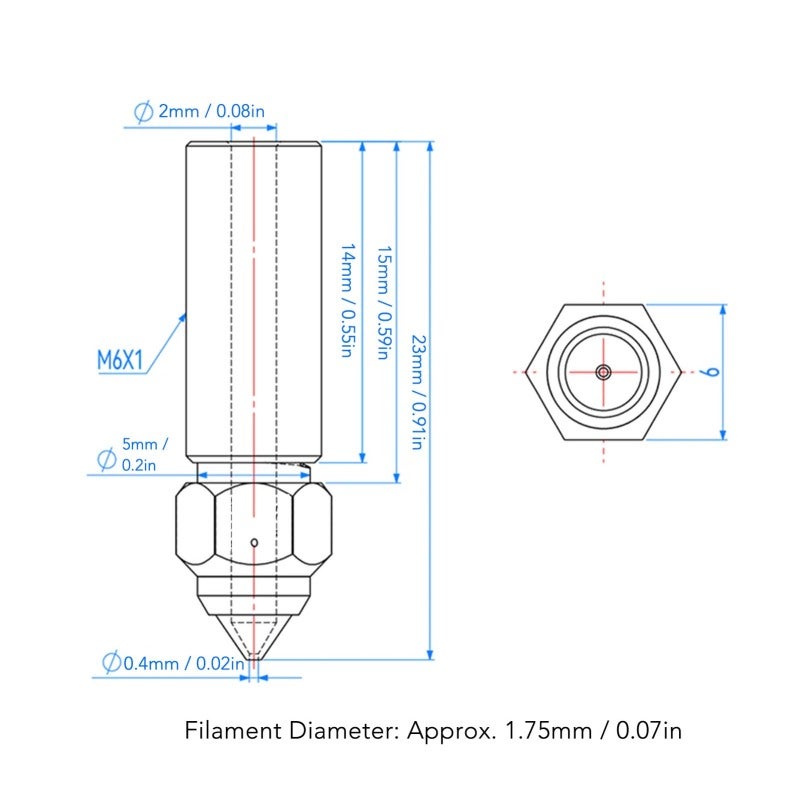 3D Printer Brass Nozzle: High Temperature Resistant 300℃, 330W/m·k Thermal Conductivity - Smooth Accurate Extrusion, Wide FDM Material Compatibility for FDM 3D Printers - Image 2