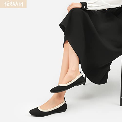 HEAWISH أحذية فلات مريحة ذات رأس دائري للنساء من HEAWISH، أحذية باليه أنيقة سهلة الارتداء للنساء، أحذية فلات عصرية للمشي (أسود، US6) - Image 2