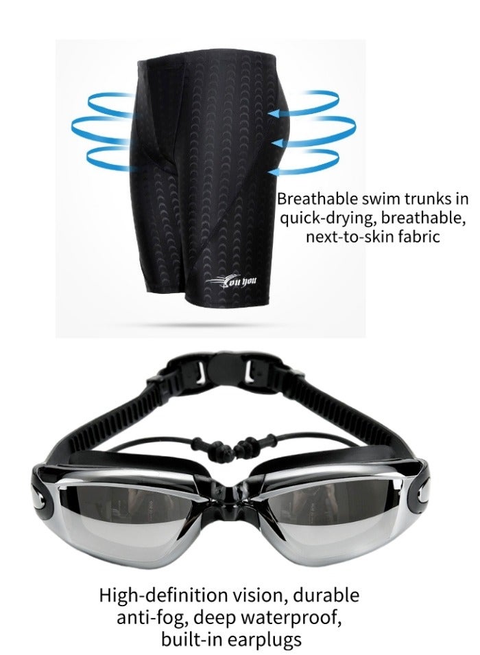 YouYou 5 Pcs Swimming Set Swimwear Swim Goggles Swim ammers Swim Caps Nose Clip Waterproof Bag Case Suitable for Adult Men Women Teenagers Beginners Professionals - Image 2