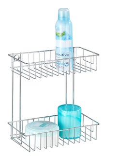 Wenko WENKO 2 Tier Wall Rack Classic fixing without drilling, Steel, Chrome 