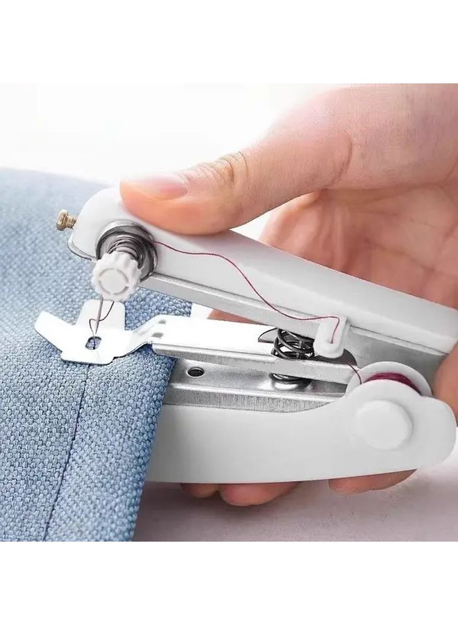 Portable Mini Sewing Machine Set Blue 14pcs Gifts Handheld Manual Easy Home Tailor - Image 2
