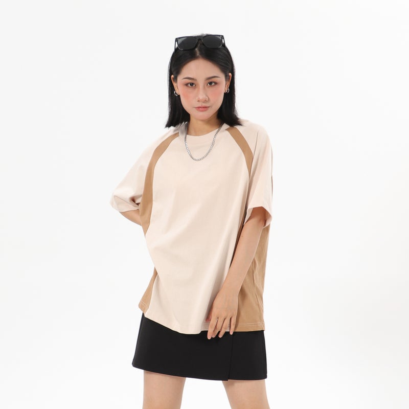 Weini Spring And Casual Style 250G Heavy Cotton Short Sleeve Fashion Brand Loose Off-Shoulder All-Match Round Neck T-Shirt For Women - Image 1