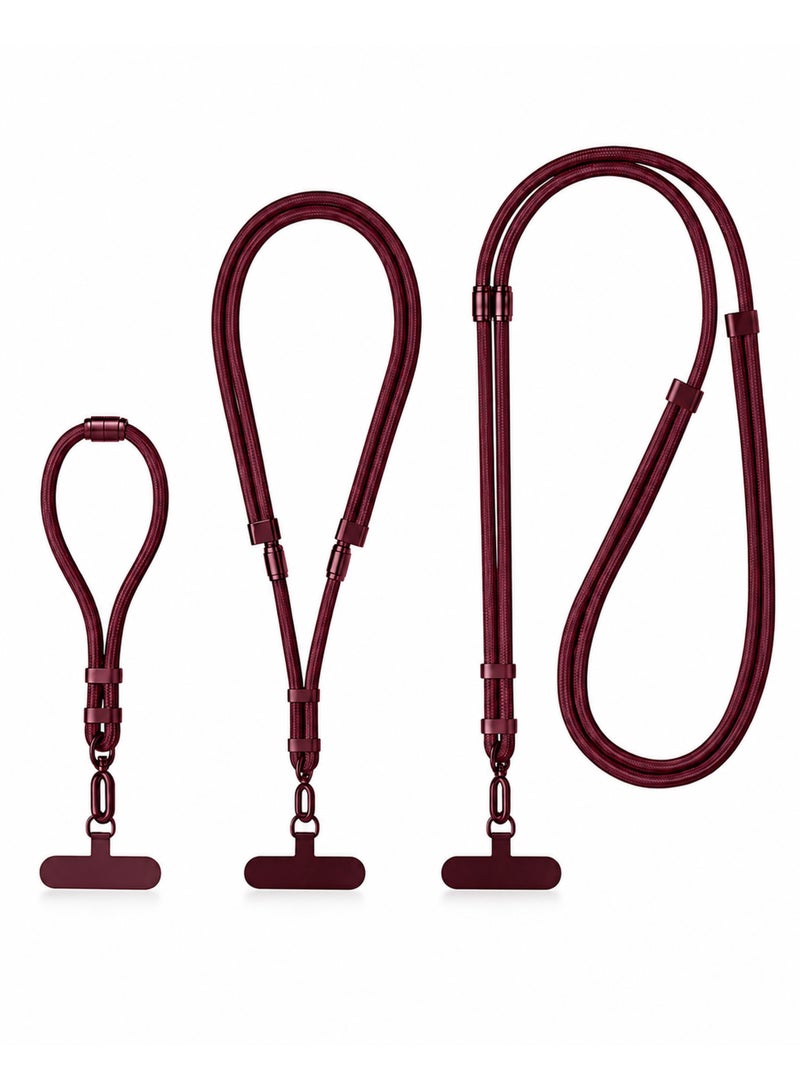 KeyAmor Red Lanyard with Badge Holder Set - 3-in-1 Adjustable Neck Strap, Wrist Strap and Crossbody ID Card Holder - Office, School and Event Employee Badge Lanyard with Detachable Clip - Image 1