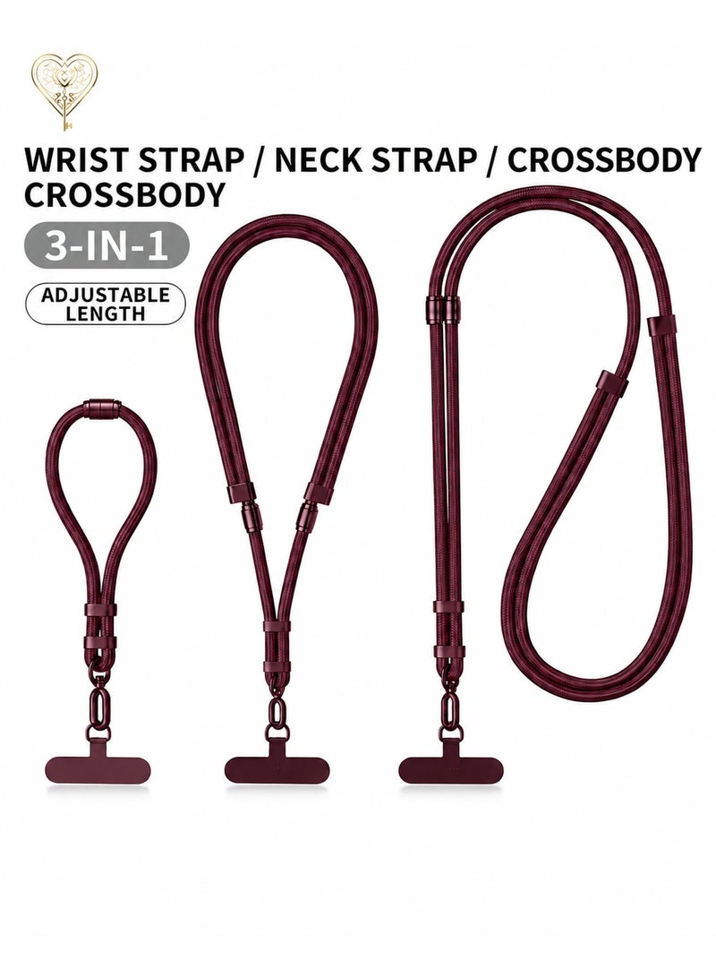 KeyAmor Red Lanyard with Badge Holder Set - 3-in-1 Adjustable Neck Strap, Wrist Strap and Crossbody ID Card Holder - Office, School and Event Employee Badge Lanyard with Detachable Clip - Image 2