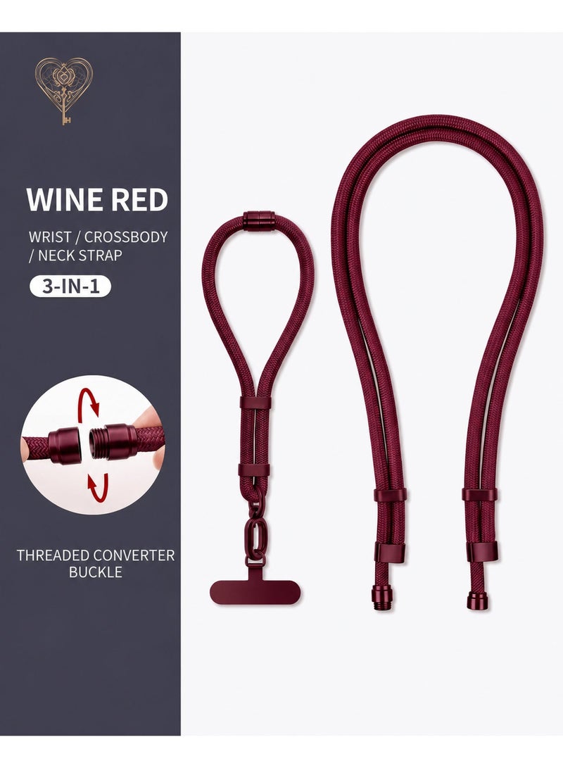 KeyAmor Red Lanyard with Badge Holder Set - 3-in-1 Adjustable Neck Strap, Wrist Strap and Crossbody ID Card Holder - Office, School and Event Employee Badge Lanyard with Detachable Clip - Image 3