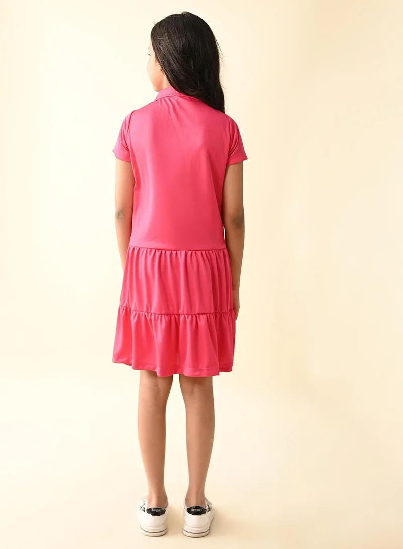 ليل بيكس Solid Knee Length Layered Shirt Dress