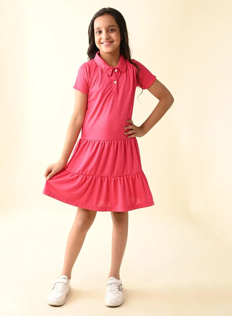 ليل بيكس Solid Knee Length Layered Shirt Dress