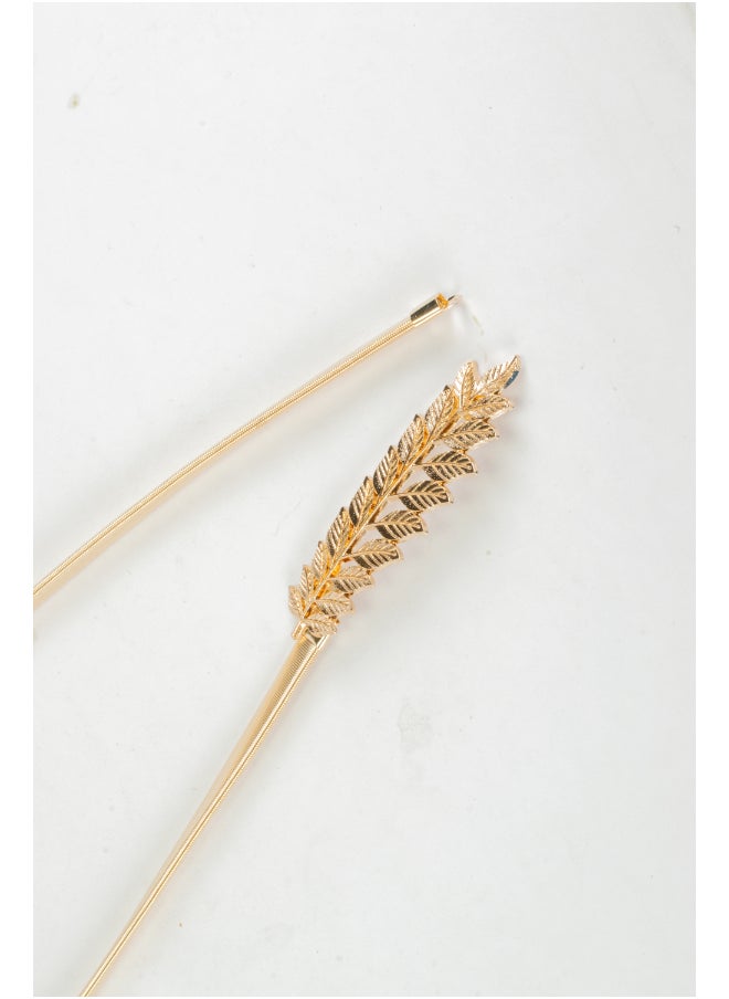 Generic Golden Metal Spring Belt for Her - Tree Leaf  - Image 2