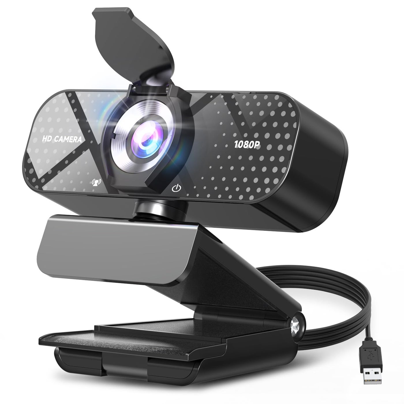 TRAUSI 1080P Full HD Webcam with Noise-Canceling Mic, Auto Light Correction, Privacy Cover, Wide-Angle Lens, Plug & Play USB Camera for Laptops, Desktops, PCs, Macs, Zoom, Skype, Teams and Streaming