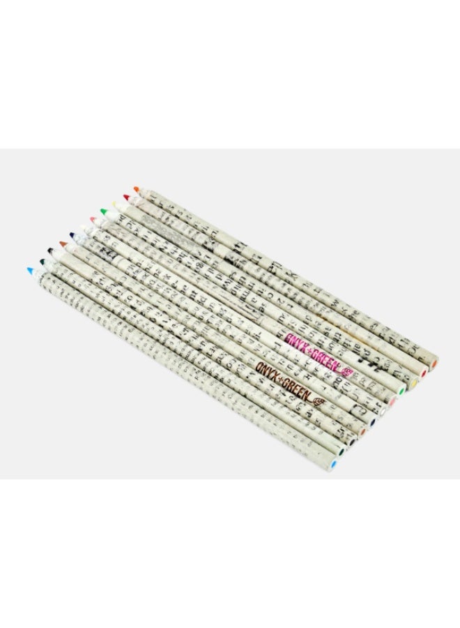 ONYX+GREEN 12 Pieces Multicolor Recycled Newspaper Colored Pencils - Image 3