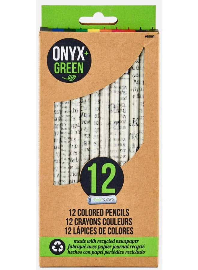 ONYX+GREEN 12 Pieces Multicolor Recycled Newspaper Colored Pencils - Image 1