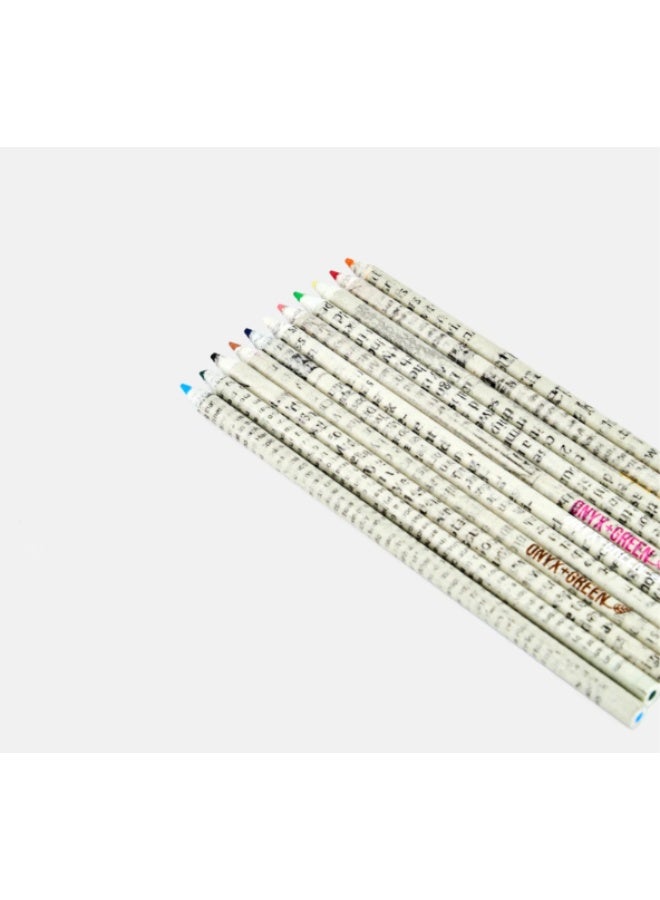 ONYX+GREEN 12 Pieces Multicolor Recycled Newspaper Colored Pencils - Image 2