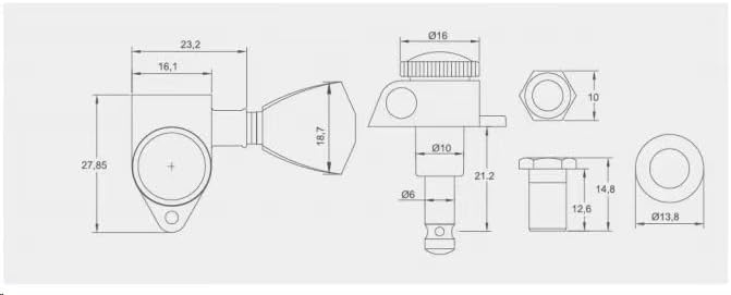 guyker Guitar Locking Tuners (3L + 3R) - 1:21 Models Rear Lock String Tuning Key Pegs Machine Head with Trapezium Handle Replacement for Electric, Folk or Acoustic Guitars - Chameleon Rainbow - Image 5