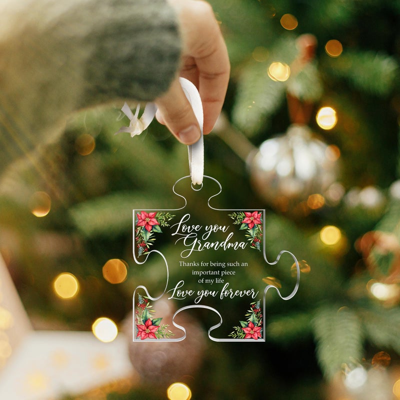 HUNIGIFT Grandma Ornaments - Christmas Ornament for Grandma  Grandma Christmas Ornament - Grandma Ornaments for Christmas Tree - Grandmother Grandma Gifts from Grandchildren - Acrylic Christmas Ornaments 2024 - Image 4