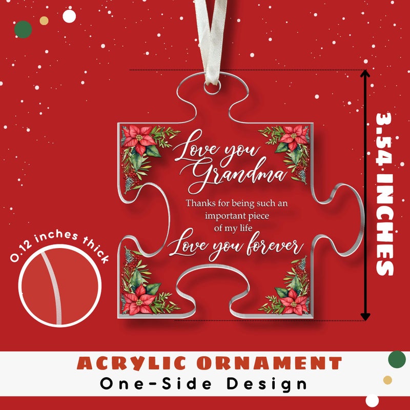 HUNIGIFT Grandma Ornaments - Christmas Ornament for Grandma  Grandma Christmas Ornament - Grandma Ornaments for Christmas Tree - Grandmother Grandma Gifts from Grandchildren - Acrylic Christmas Ornaments 2024 - Image 2