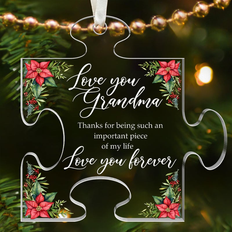 HUNIGIFT Grandma Ornaments - Christmas Ornament for Grandma  Grandma Christmas Ornament - Grandma Ornaments for Christmas Tree - Grandmother Grandma Gifts from Grandchildren - Acrylic Christmas Ornaments 2024 - Image 1