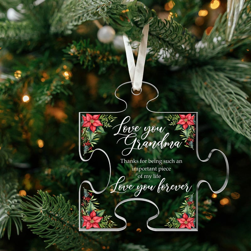 HUNIGIFT Grandma Ornaments - Christmas Ornament for Grandma  Grandma Christmas Ornament - Grandma Ornaments for Christmas Tree - Grandmother Grandma Gifts from Grandchildren - Acrylic Christmas Ornaments 2024 - Image 5