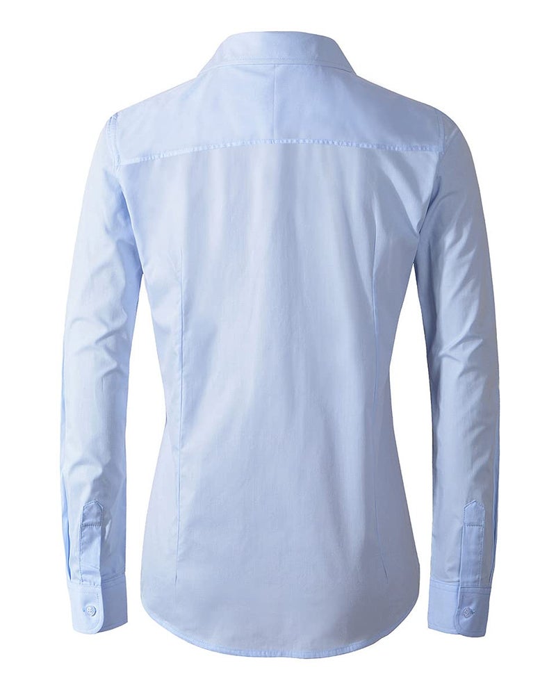 Beninos Womens Dress Shirts Long Sleeve Button Down Shirt Work Wear (225 Light Blue, S) - Image 2
