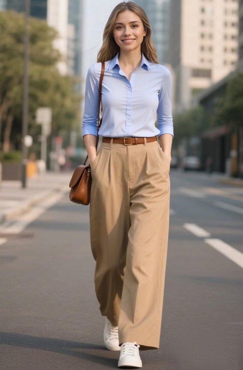 Beninos Womens Dress Shirts Long Sleeve Button Down Shirt Work Wear (225 Light Blue, S) - Image 5
