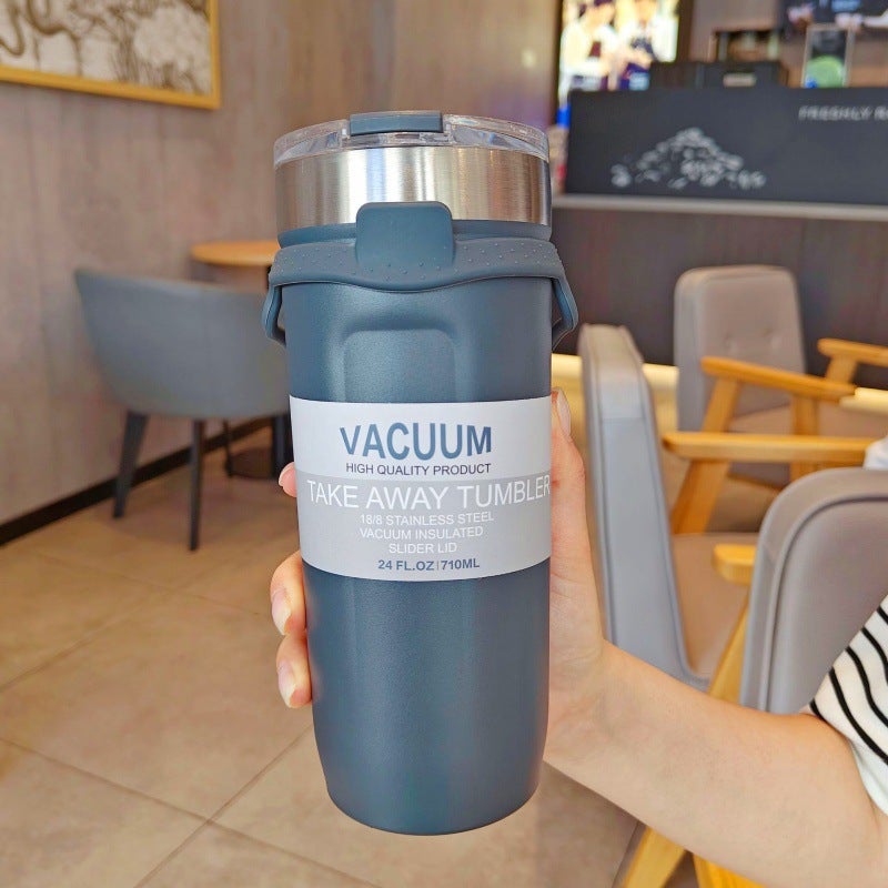 Simple Stainless Steel Water Cup Large Capacity Coffee Cup Portable Accompanying Silicone Rope Car Ice Cup - Image 1