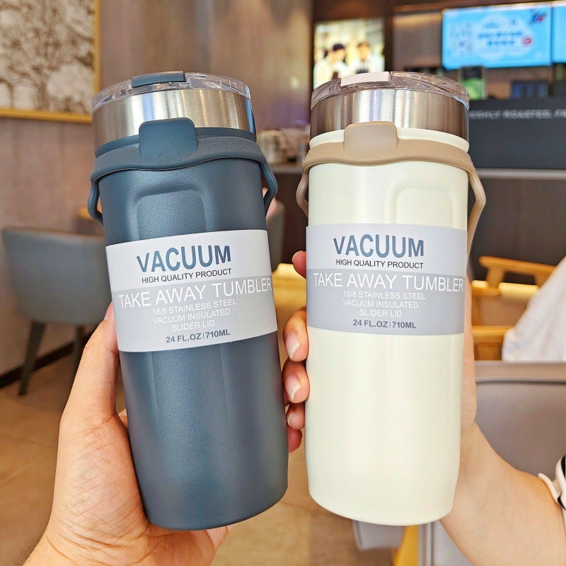 Simple Stainless Steel Water Cup Large Capacity Coffee Cup Portable Accompanying Silicone Rope Car Ice Cup - Image 4