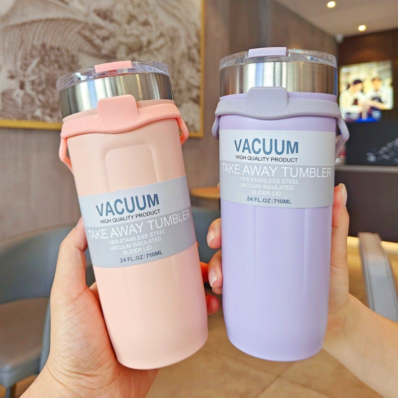 Simple Stainless Steel Water Cup Large Capacity Coffee Cup Portable Accompanying Silicone Rope Car Ice Cup - Image 3