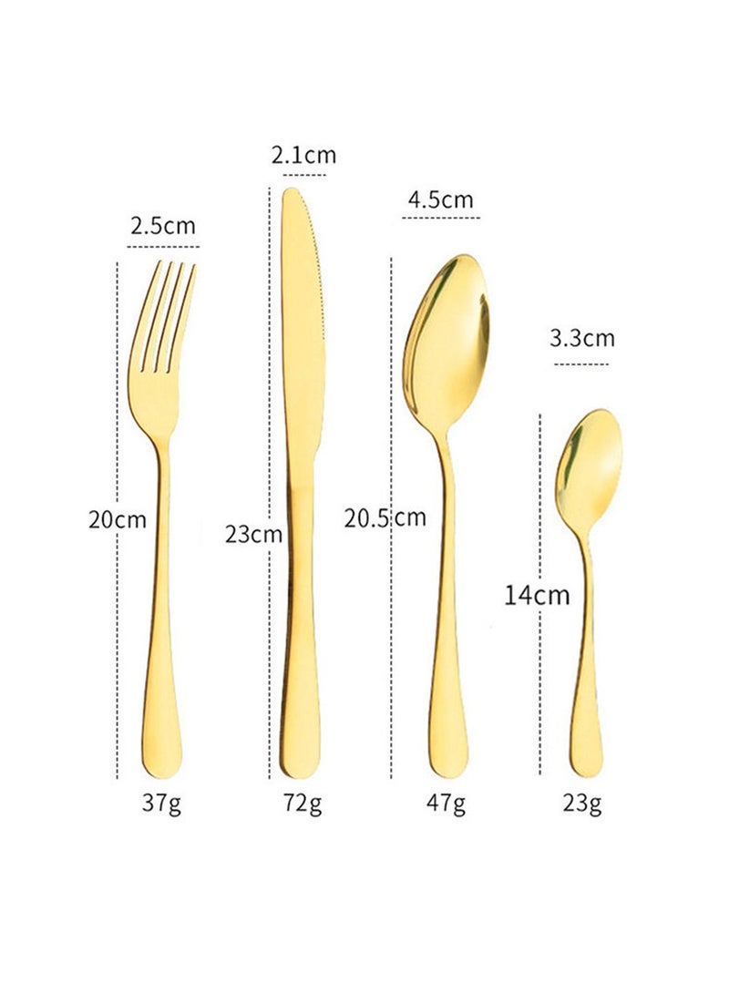cosyinn 24-Piece Stainless Steel Cutlery Set Gold - Image 3