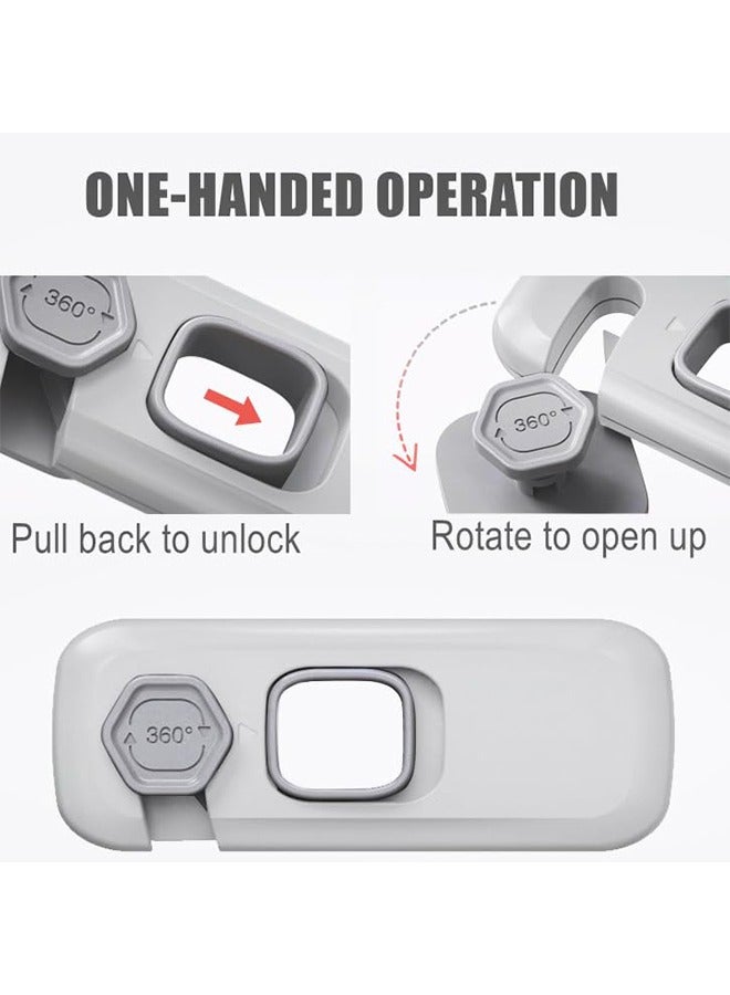 HY 2 Pcs Child Proof Refrigerator Lock, Fridge Locks for Kids with Sticky Adhesive Pads, Child Safety Locks for Doors, RV Refrigerator, Oven Lock Child Safety Baby Cabinet Locks, Grey - Image 3