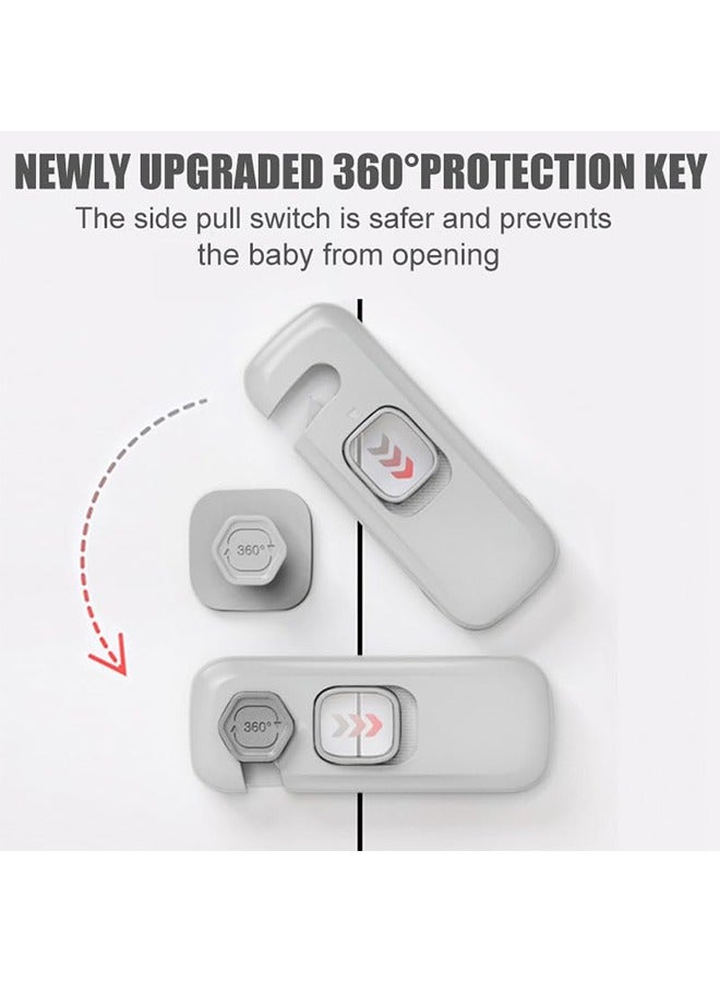 HY 2 Pcs Child Proof Refrigerator Lock, Fridge Locks for Kids with Sticky Adhesive Pads, Child Safety Locks for Doors, RV Refrigerator, Oven Lock Child Safety Baby Cabinet Locks, Grey - Image 4