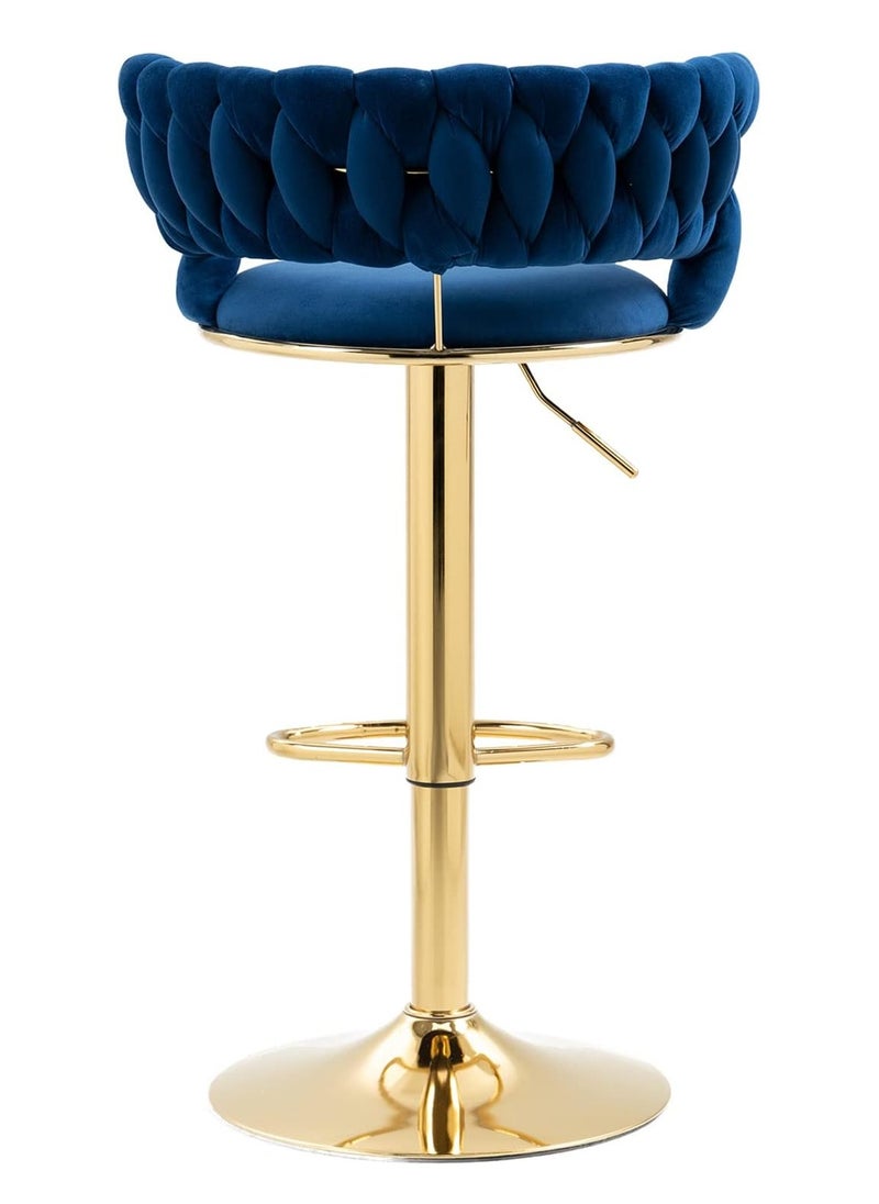 DubaiGallery Velvet Swivel Golden Bar Chair Adjustable 360" Rotating Gold Metal High Stool With Backrest For Cafes And Bars  - Image 1