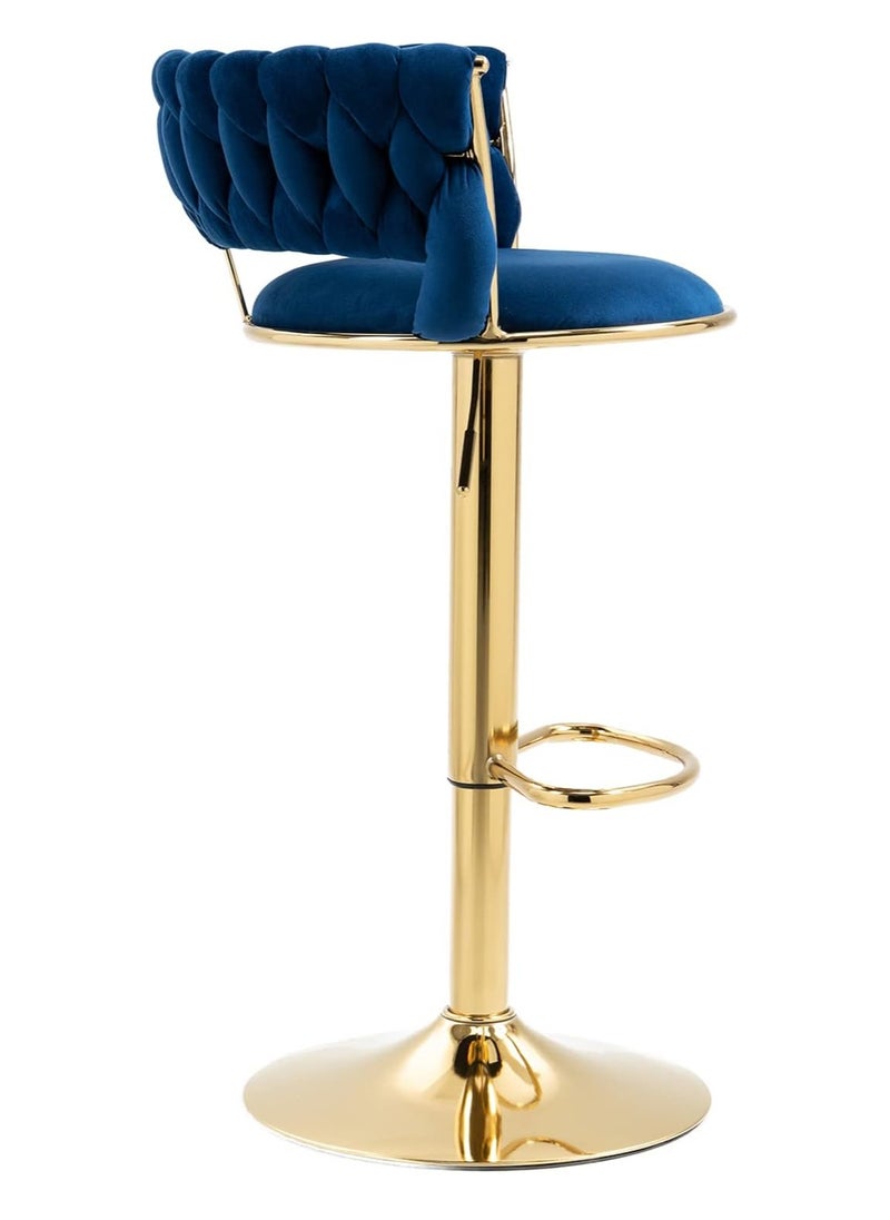 DubaiGallery Velvet Swivel Golden Bar Chair Adjustable 360" Rotating Gold Metal High Stool With Backrest For Cafes And Bars  - Image 2