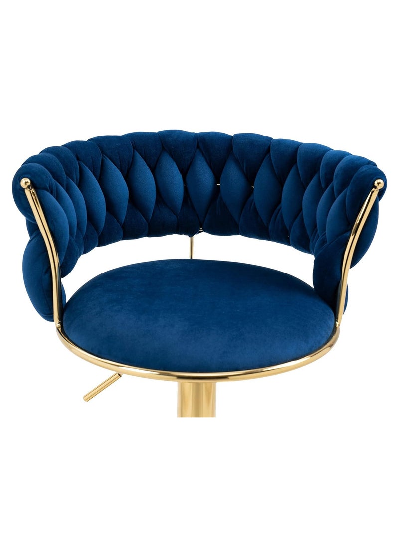 DubaiGallery Velvet Swivel Golden Bar Chair Adjustable 360" Rotating Gold Metal High Stool With Backrest For Cafes And Bars  - Image 3