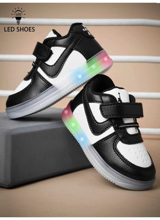 KATS Kids Colourblocked Round Toe Velcro LED Antibacterial Chunky Sole Sneakers - Image 2