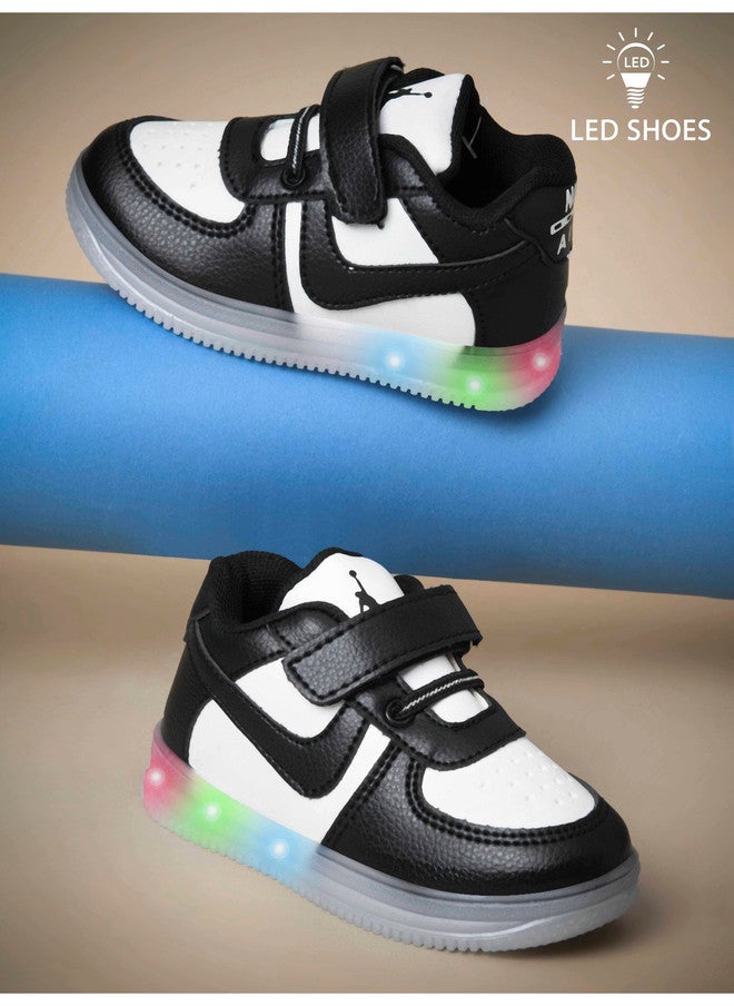 KATS Kids Colourblocked Round Toe Velcro LED Antibacterial Chunky Sole Sneakers - Image 1