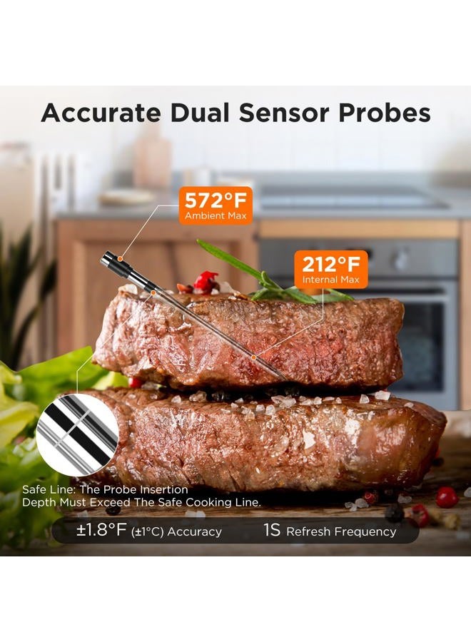 Newise Bluetooth Meat Thermometer with Smart APP, 800FT Wireless Range & LCD Base, Rechargeable Probe, Digital Food Thermometer for BBQ, Perfect Father Day Gifts - Image 3