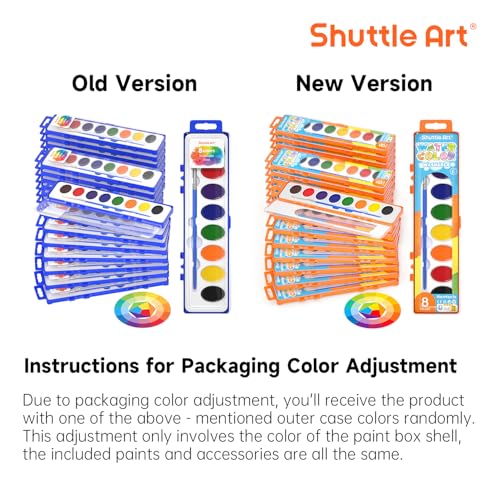 Shuttle Art 24 Pack Watercolor Paint Set 8 Colors with Paint Brushes Color Wheels Washable for Kids Adults Suitable for Classroom Parties Kindergarten Art Activities - Image 3